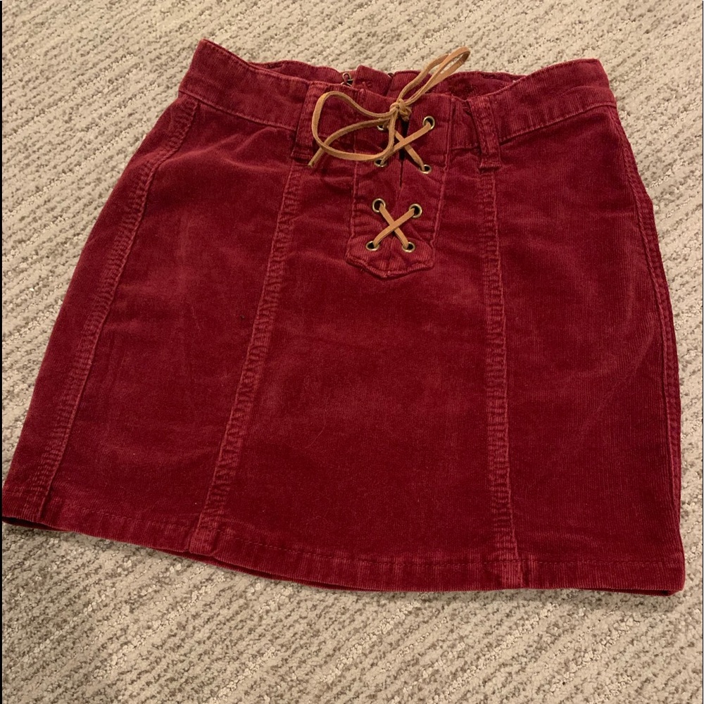 Girls burgundy jean skirt